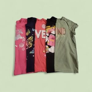 5 EUC Girls' Assorted Graphic Short Sleeve Tops - Pack